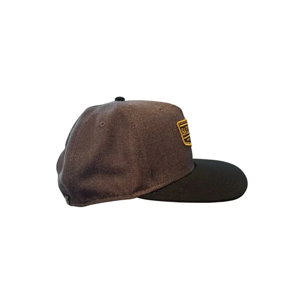 Salt Life Snapback Hat Brown Black Patch Cap Adjustable Fish Surf Dive 2003 Logo